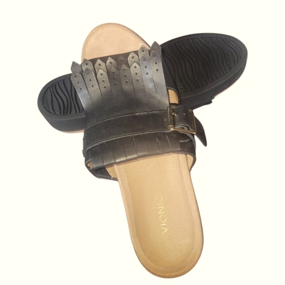 Vionic Women's Splendid Filmore Black Kilte Fringe Slide Sandals Sz 10 - Picture 7 of 8